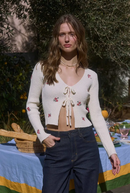 Bouquet Front Tie Cardi
