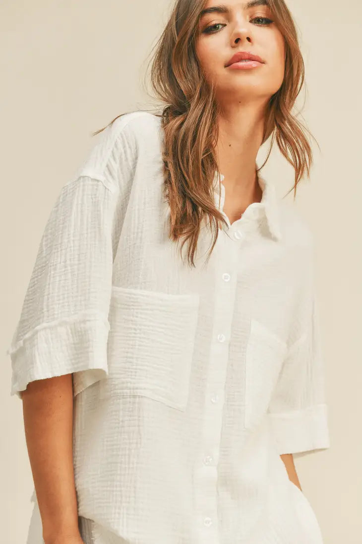 Woven Gauze Button Down