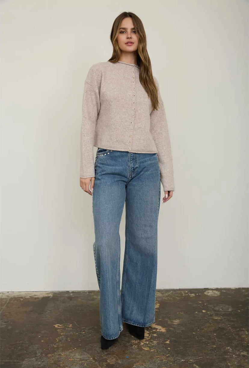 Marisol Raw Edge Button Down | Oatmeal