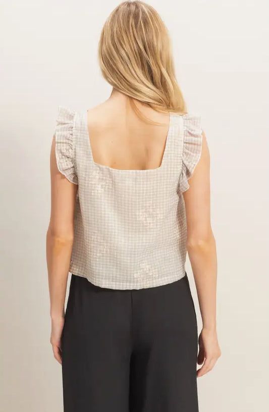 Emery Embroidered Gingham Top