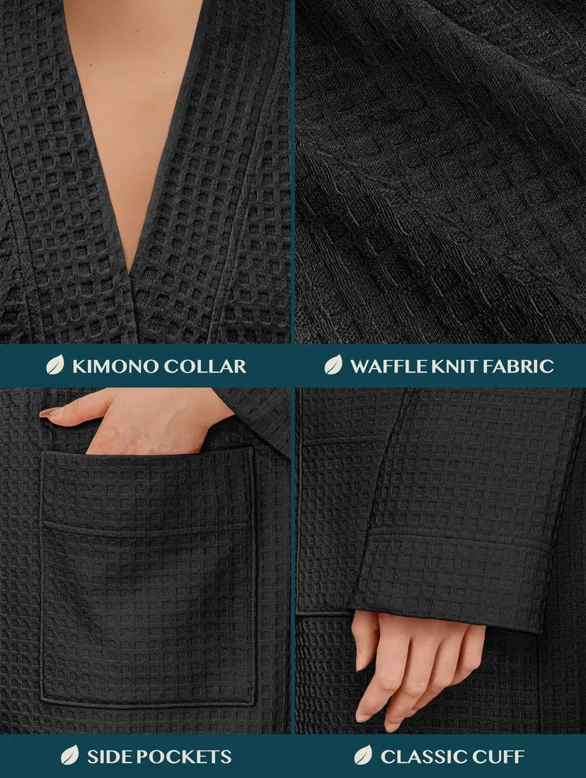Relaxation Retreat Waffle Knit Robe | Black
