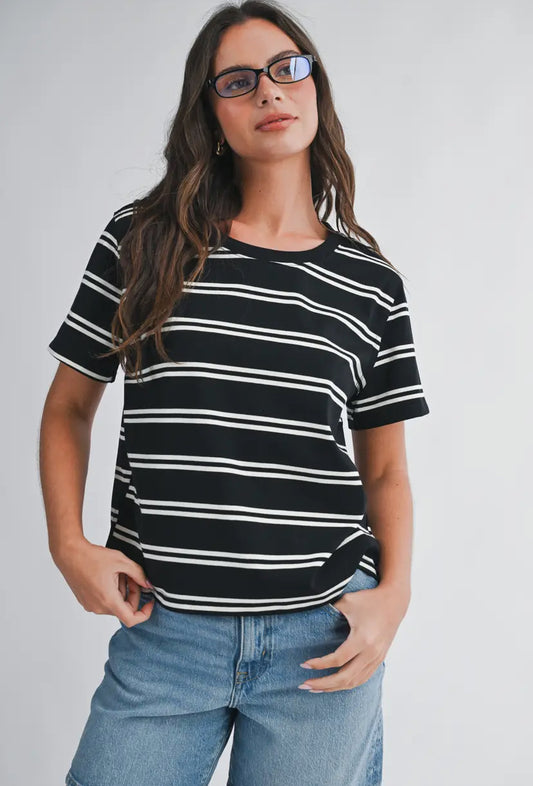 Monet Striped Tee | Black