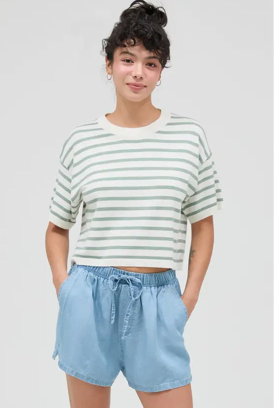 Belina Crop Tee | Sage Green