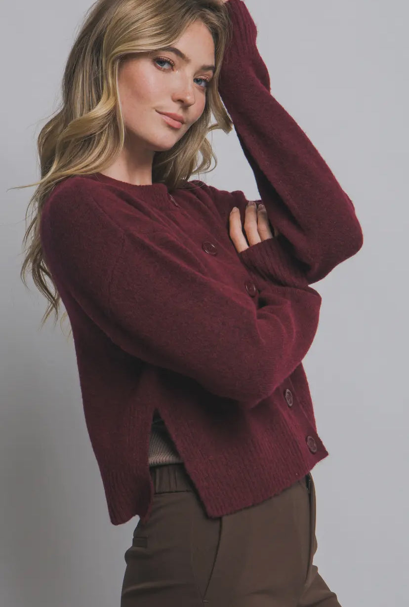 Karmine Cardi Sweater | Wine
