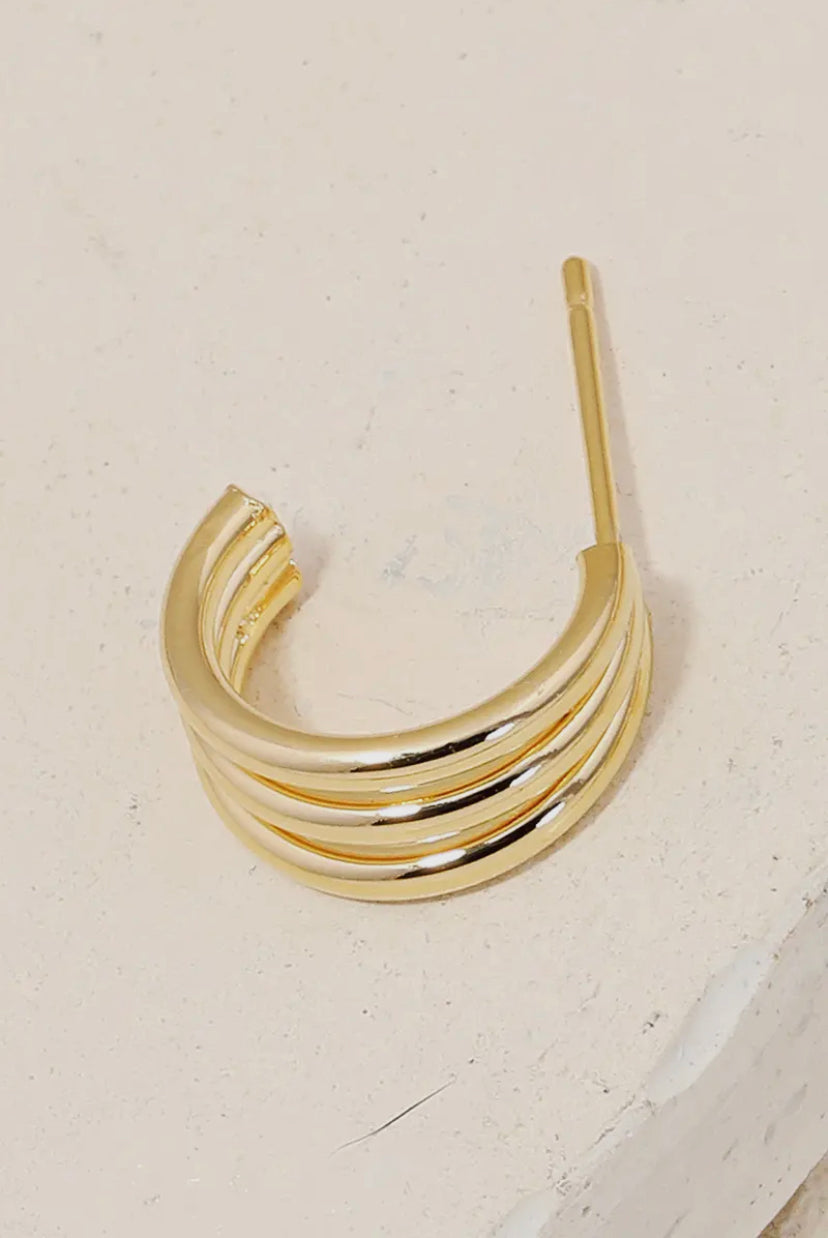 Triple Layer Hoop Earrings - Silver & Gold Options