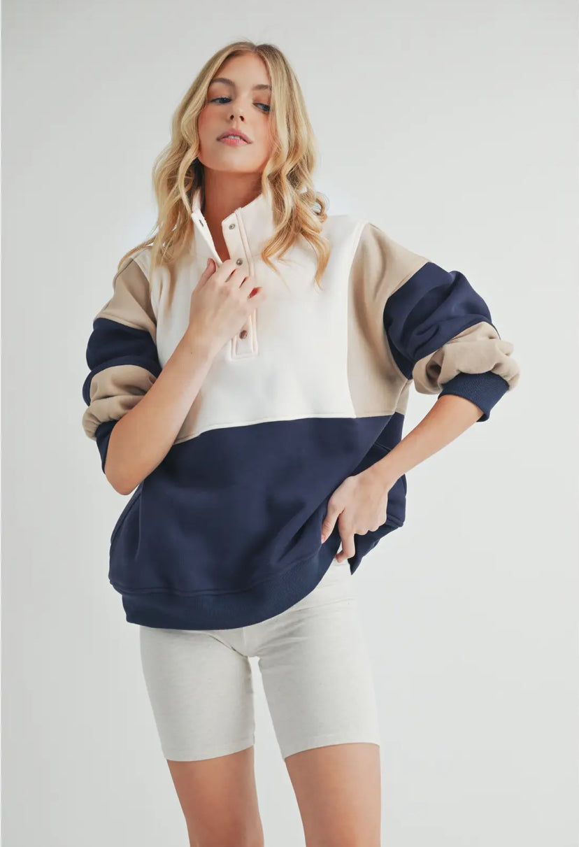 Wander Pullover | Tan/Navy