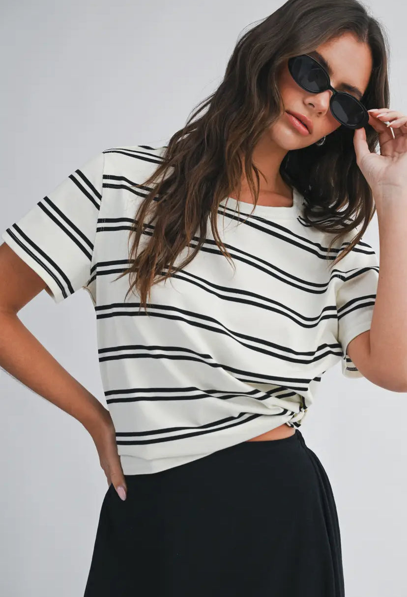 Monet Striped Tee | White