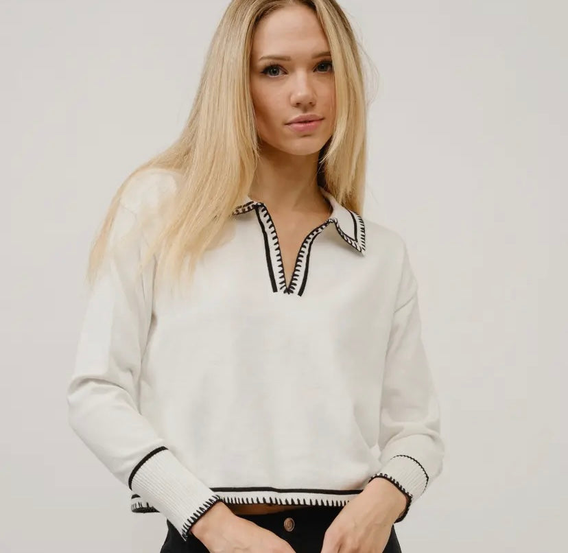 Sisto Contrast Knit Sweater