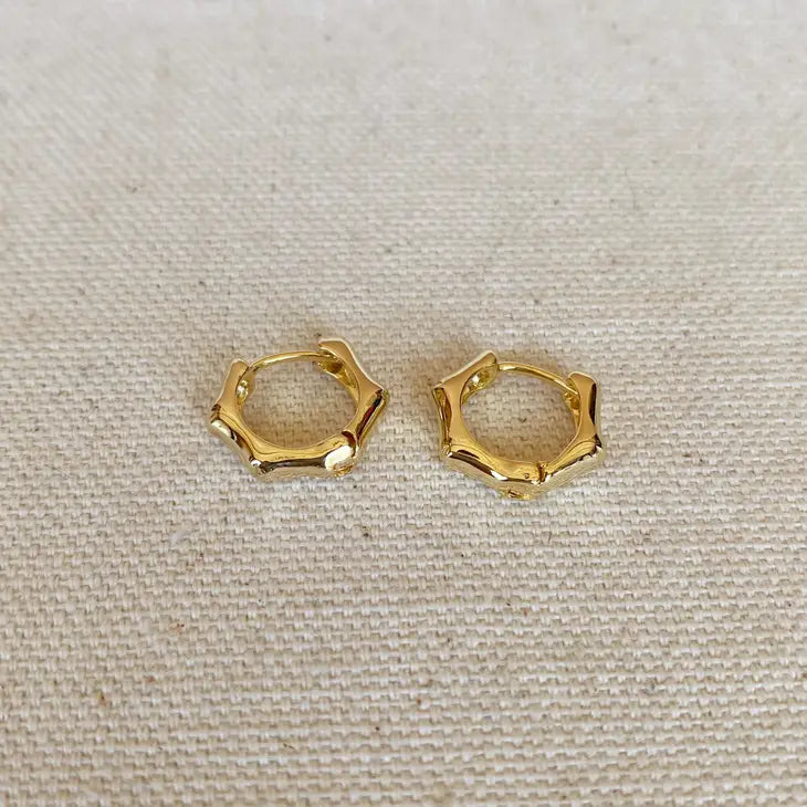 18K Gold Filled Bamboo Clicker Hoop Earrings