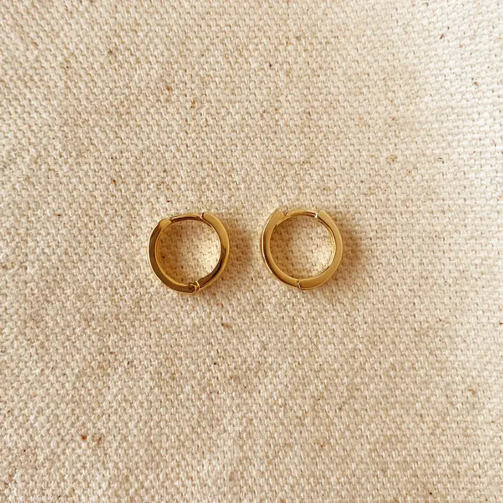 18K Gold Filled Plain 11mm Clicker Hoop Earrings