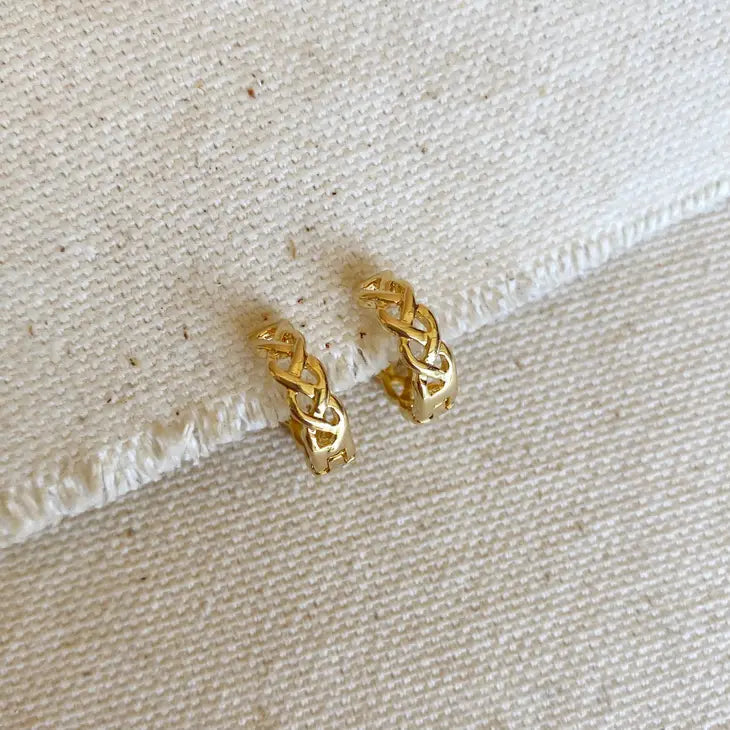 18K Gold Filled Braided Clicker Hoop Earrings