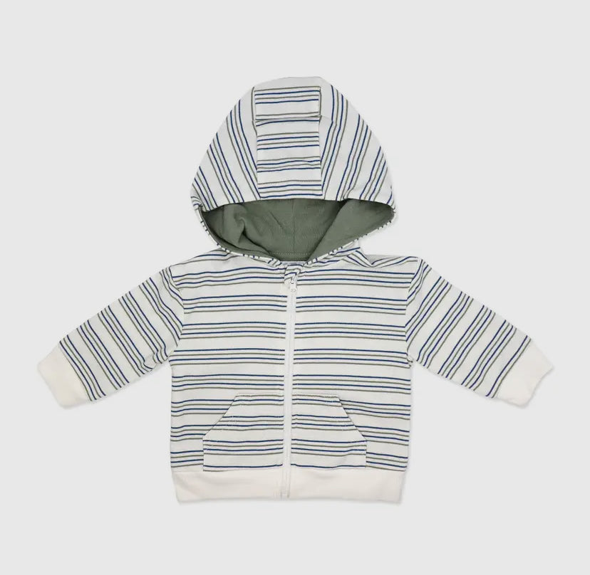Boys 3 Piece Hooded French Terry Set | Sage Stripe