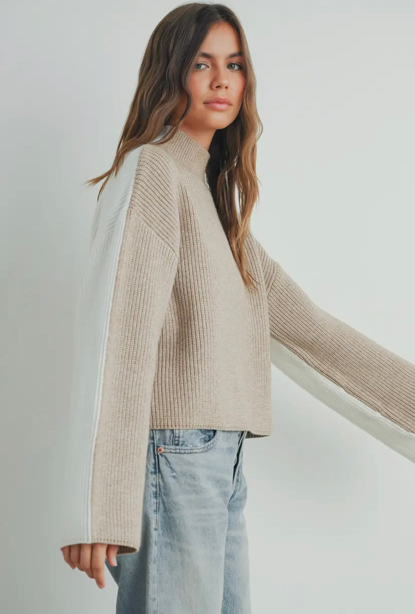 Sondor Turtleneck Sweater | Taupe/Ivory