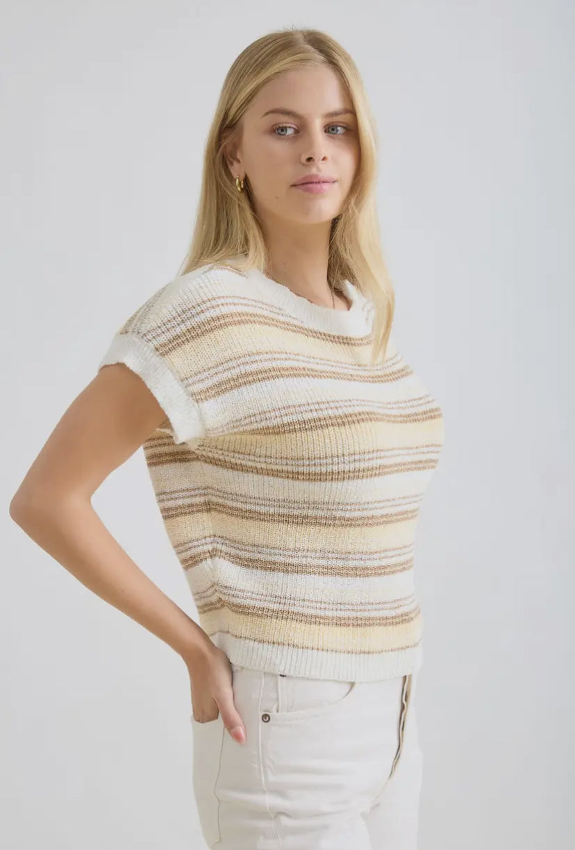 Dessa Knit Top | Butter Yellow Multi-Colour
