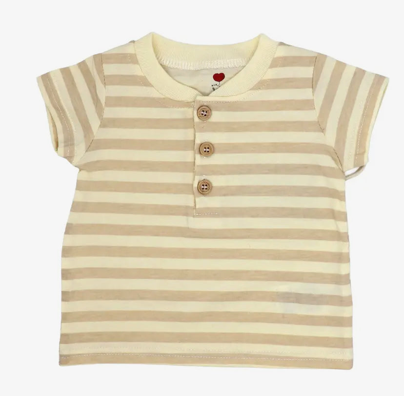 Striped Button 3 Piece Short Set