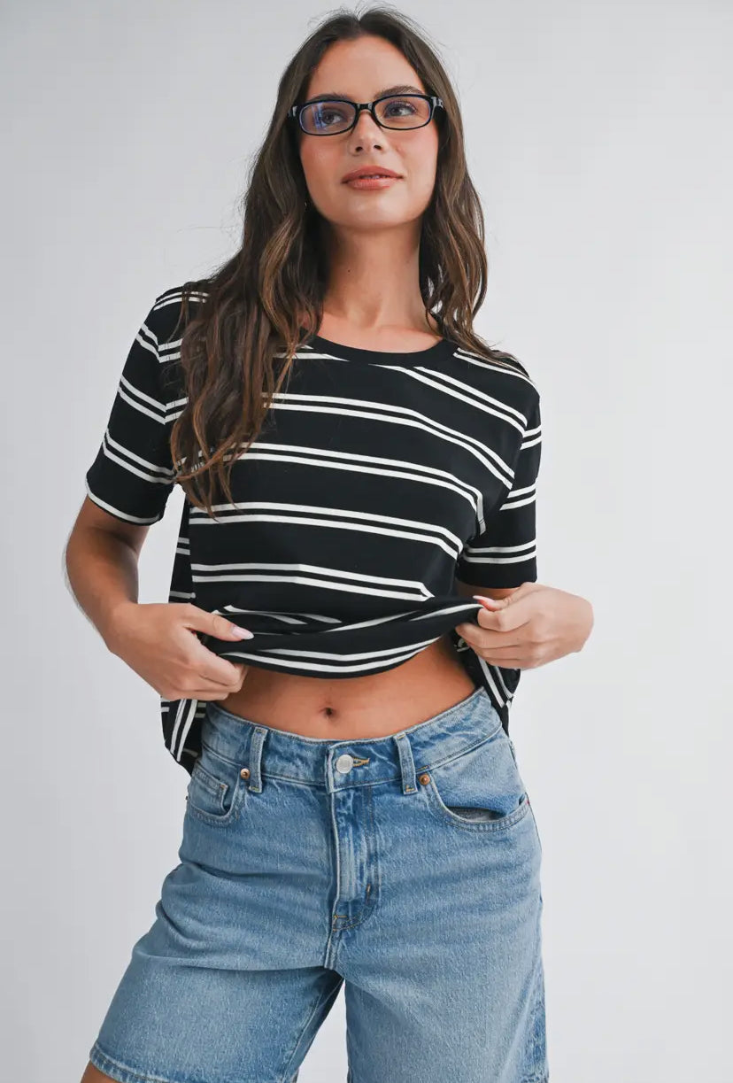 Monet Striped Tee | Black