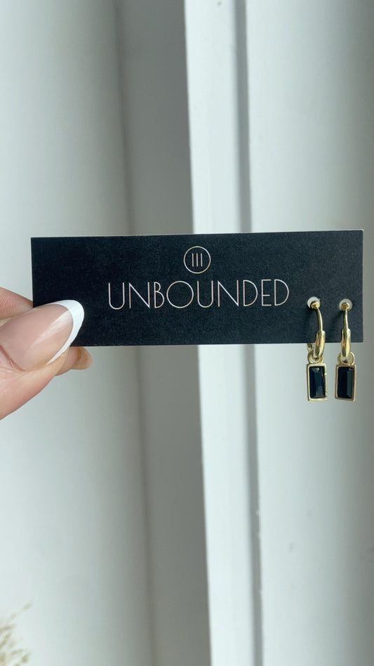 UNBOUNDED | Black Stone Charm Hoops