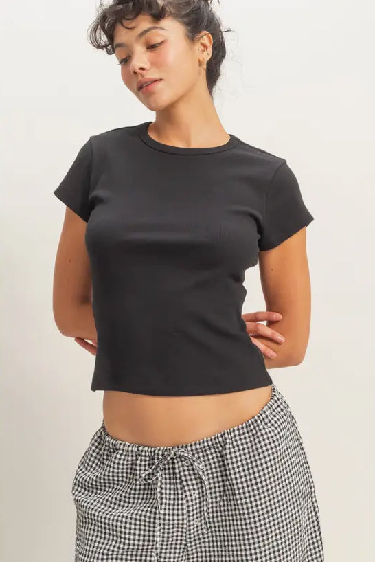 Amaya Ribbed Top | Black