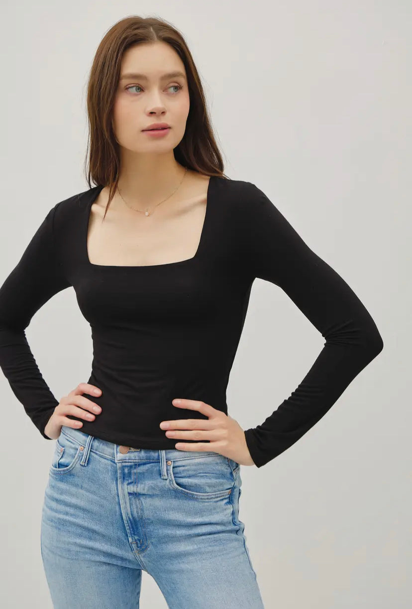 Double Layer Long Sleeve Top - 2 Colour Options