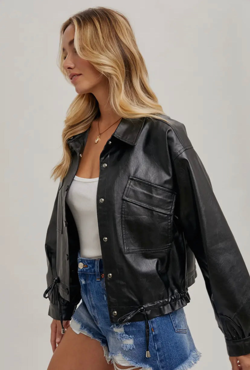 Alanis Faux Leather Jacket | Black