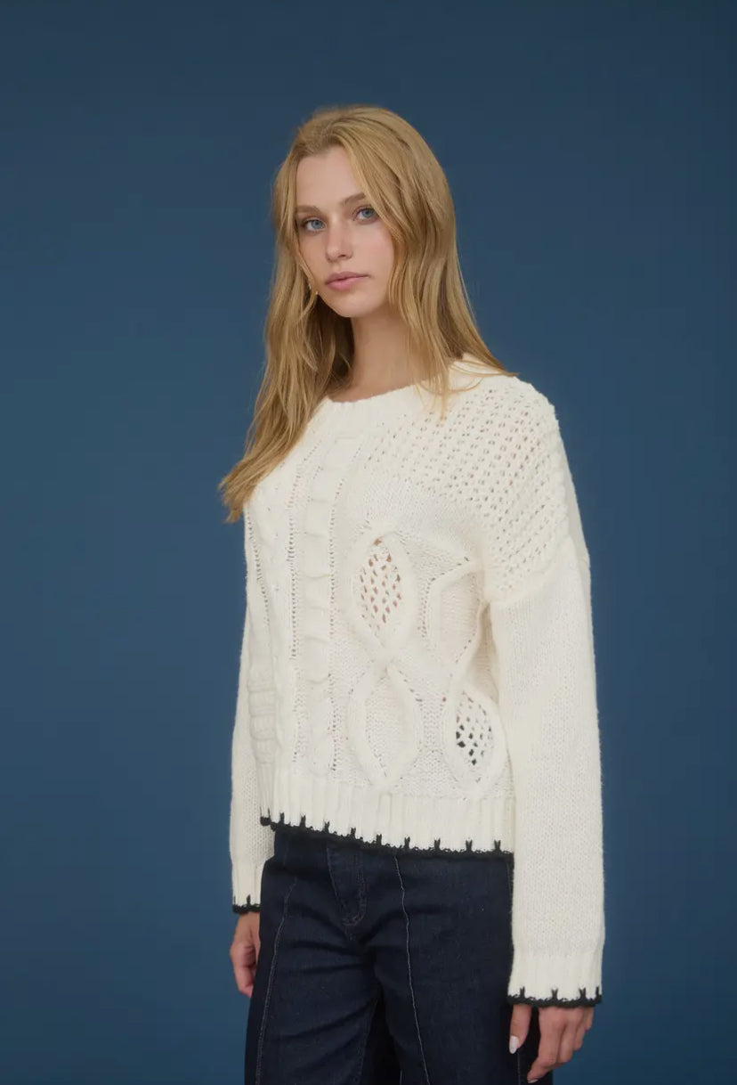 Sabella Cable Sweater | Cream