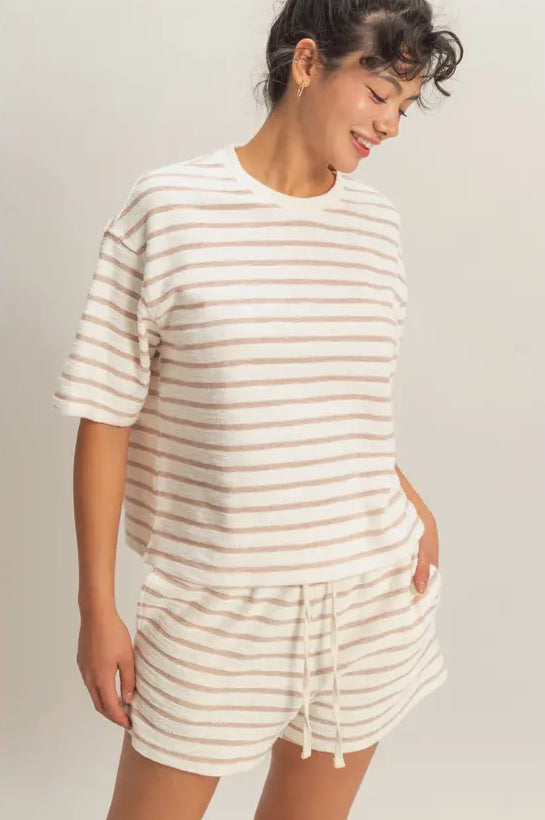 Sorrel Striped Crew | Taupe