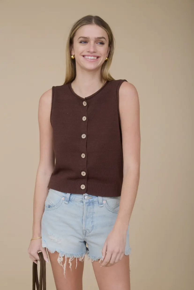 Monaco Knit Vest | Brown