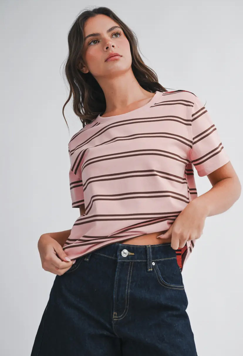 Monet Striped Tee | Pink