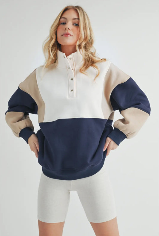 Wander Pullover | Tan/Navy