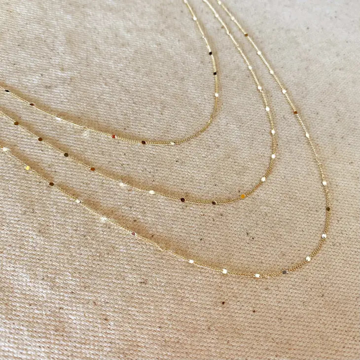 18K Gold Filled 1mm Curb Chain With Pressed Details