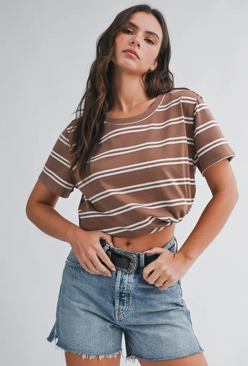 Monet Striped Tee | Brown