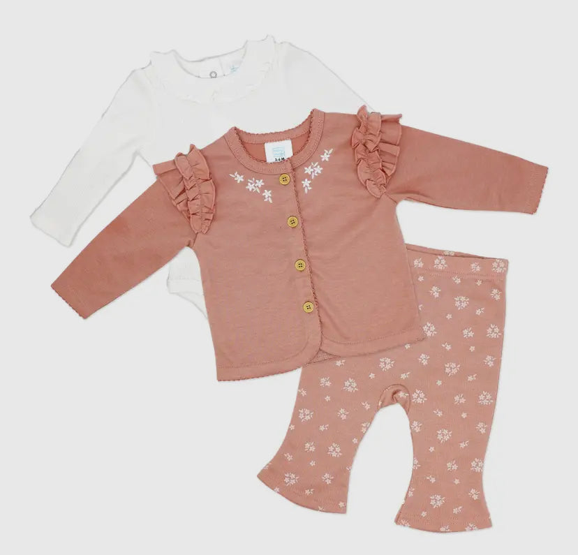 Girls 3 Piece Take Me Home Set | Misty Rose Floral