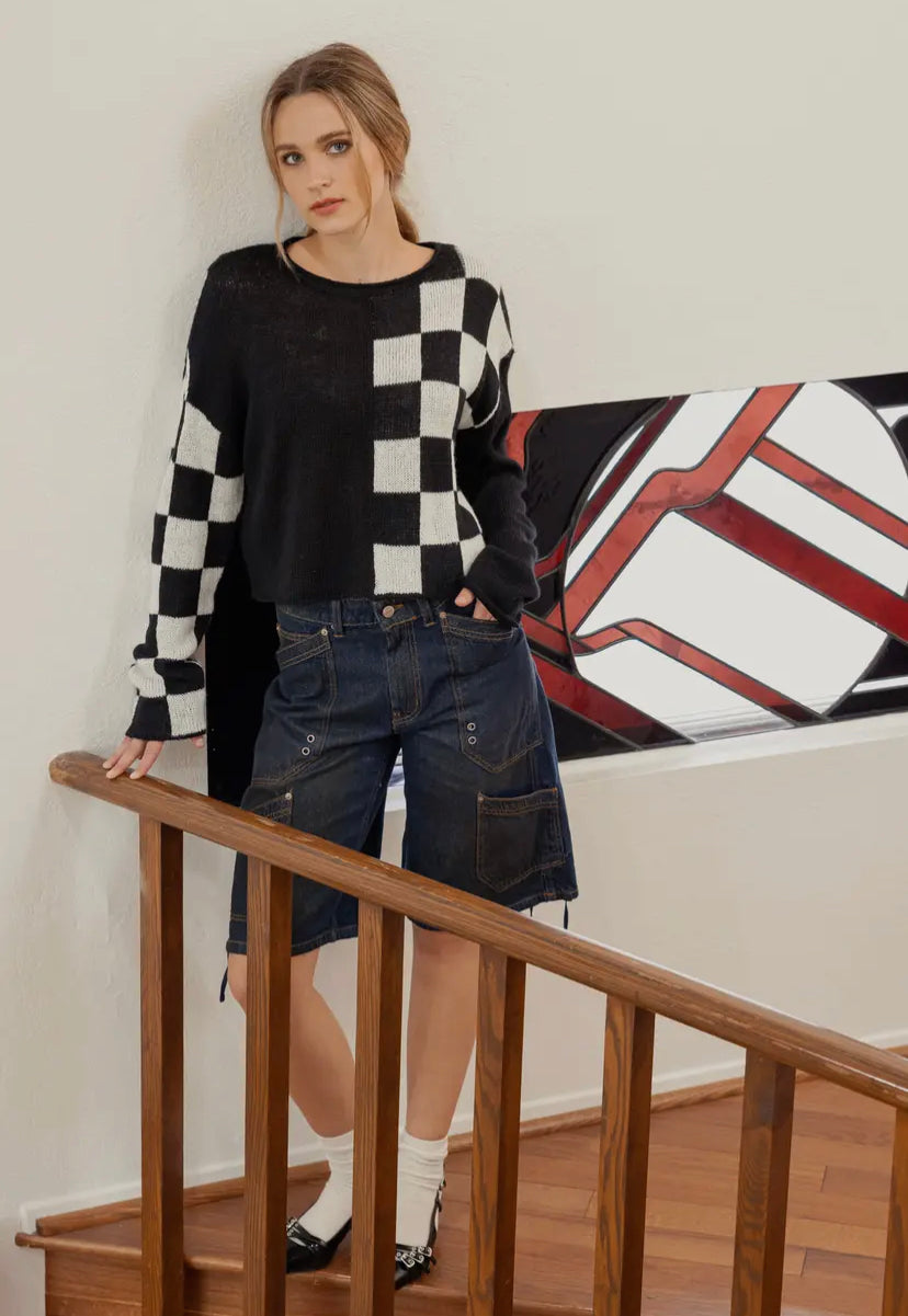 Tucker Checkered Colourblock Sweater