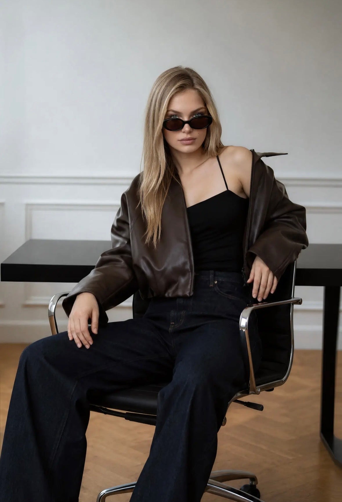 Palmer Faux Leather Jacket | Mushroom Brown