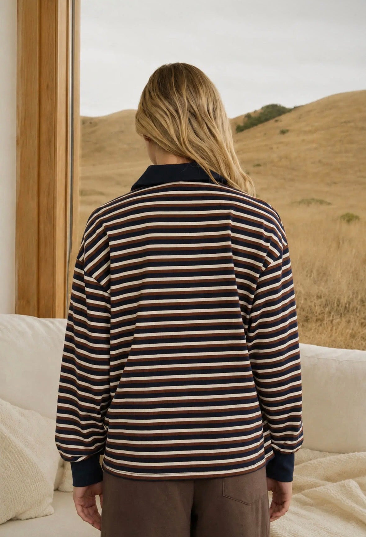 Crosby Striped Polo | Navy