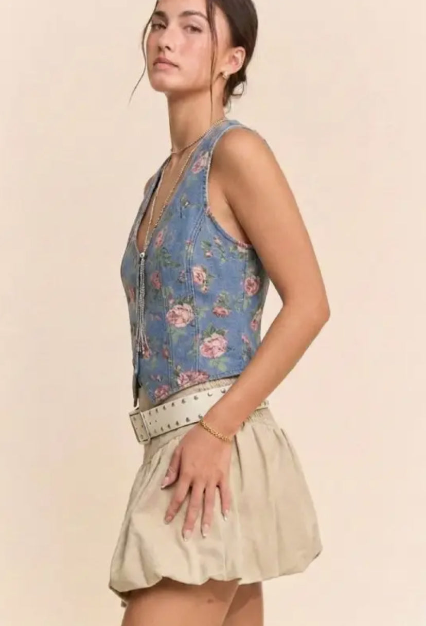 Dixie Denim Floral Vest | PLUS sizes also available