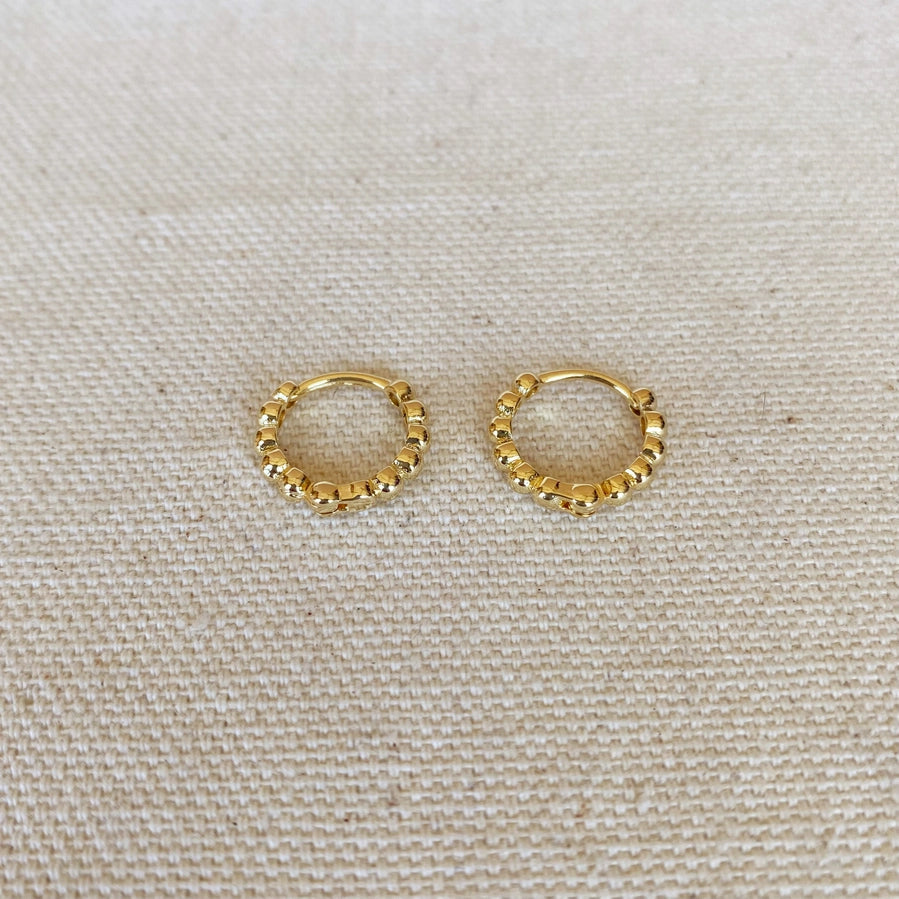 18K Gold Filled Beaded Clicker Hoop Earrings - Gold & Silver Options