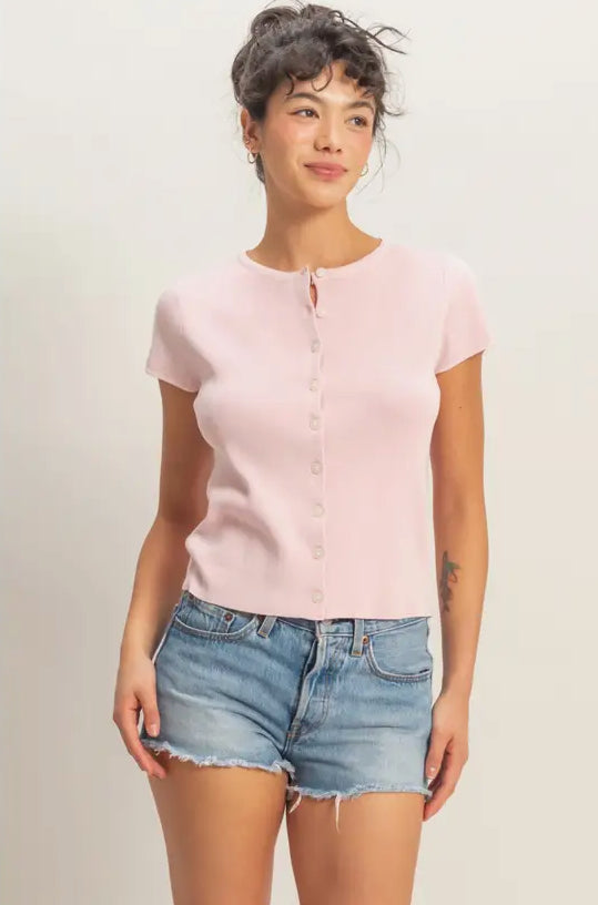 Neve Button Top | Soft Pink