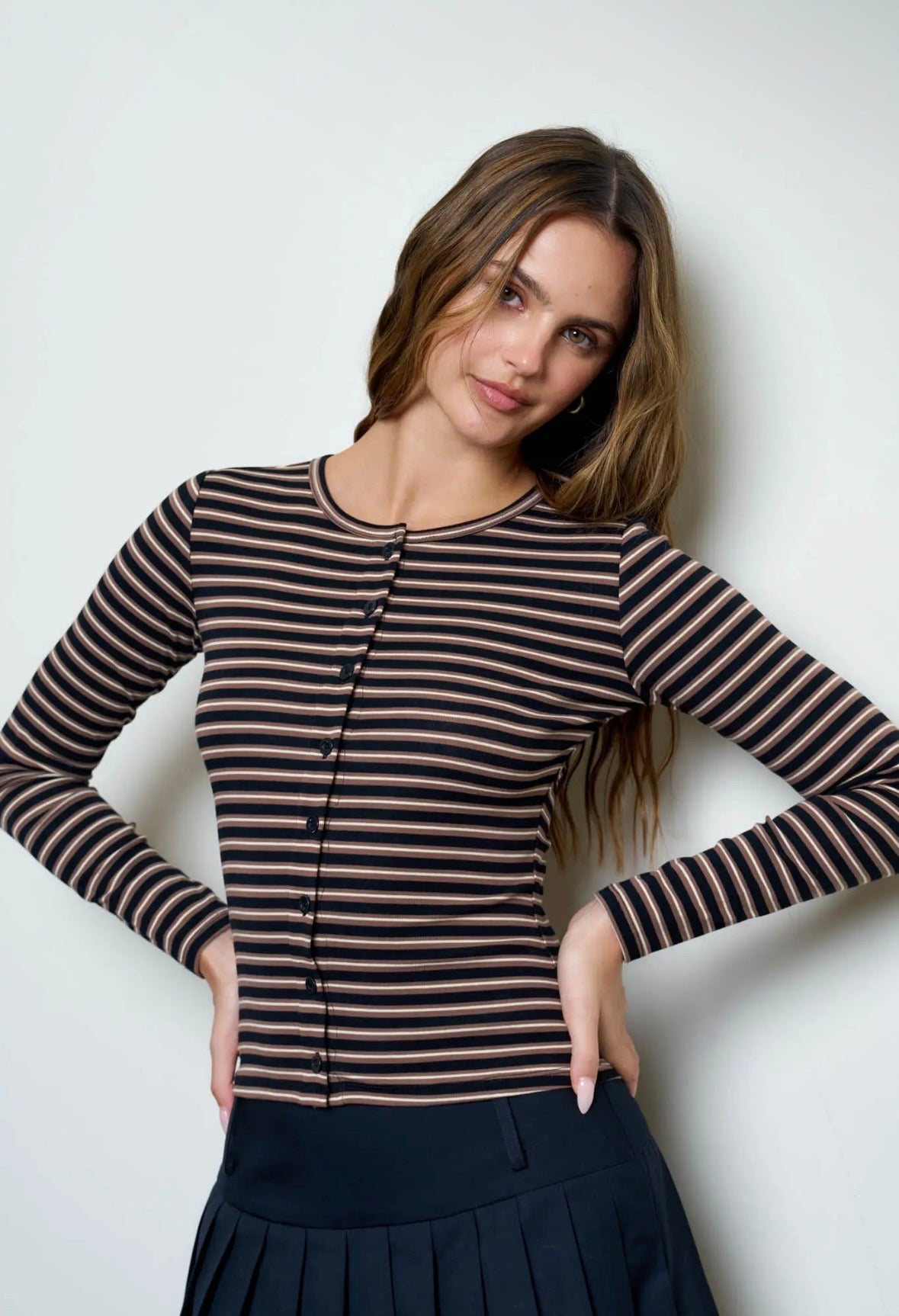 Lane Striped Cardi | Black Multi