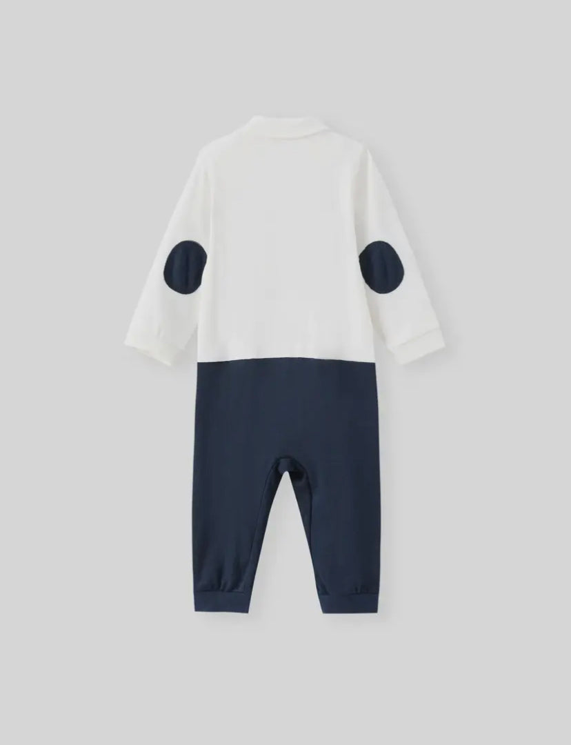 Faux Bow Tie Cotton Jumpsuit