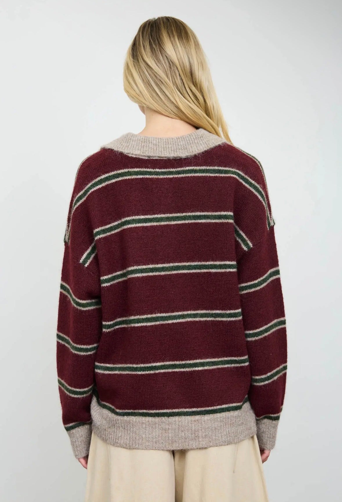 Ramsey Striped Polo | Wine Multi