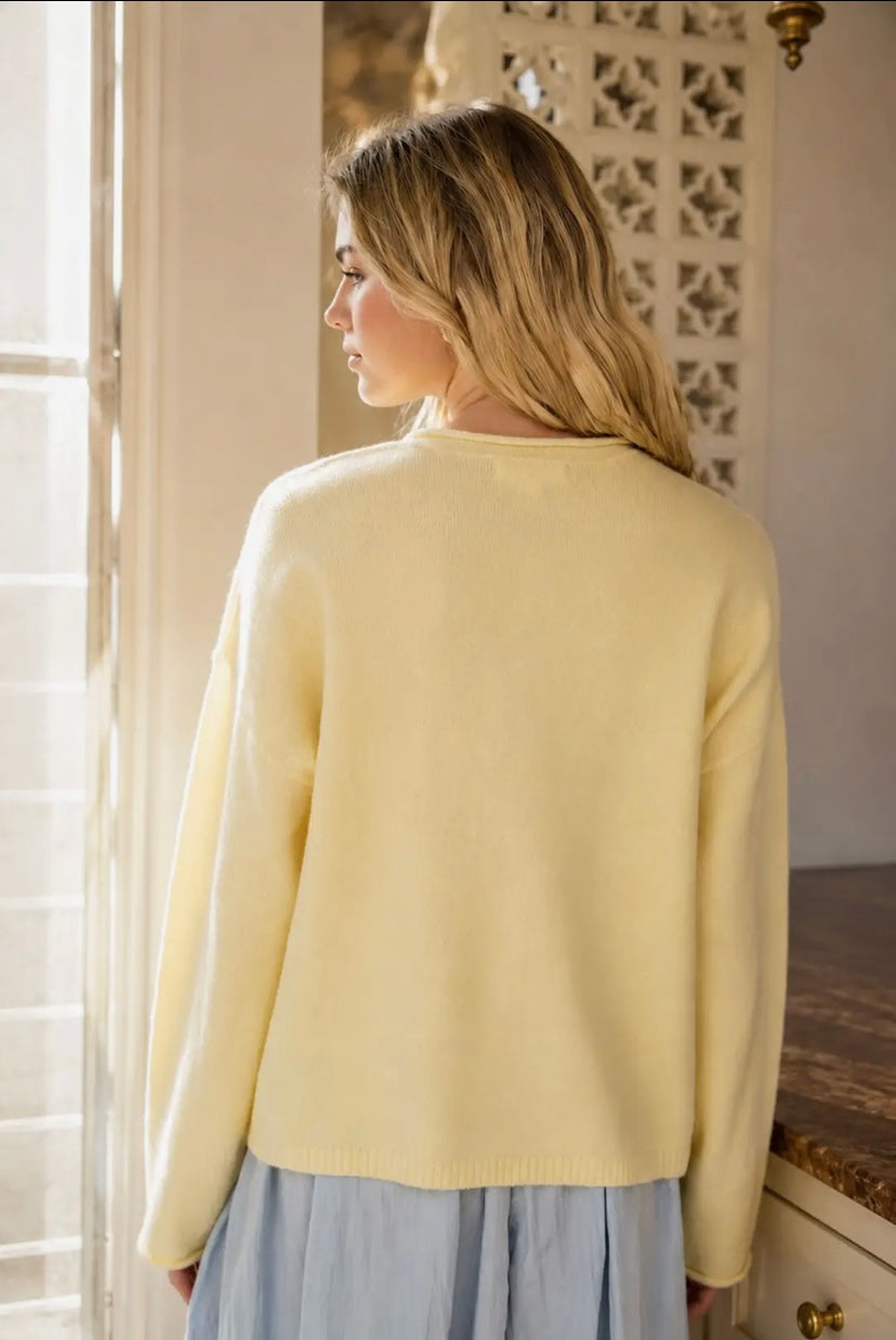 Stacie Henley Sweater | Butter Yellow