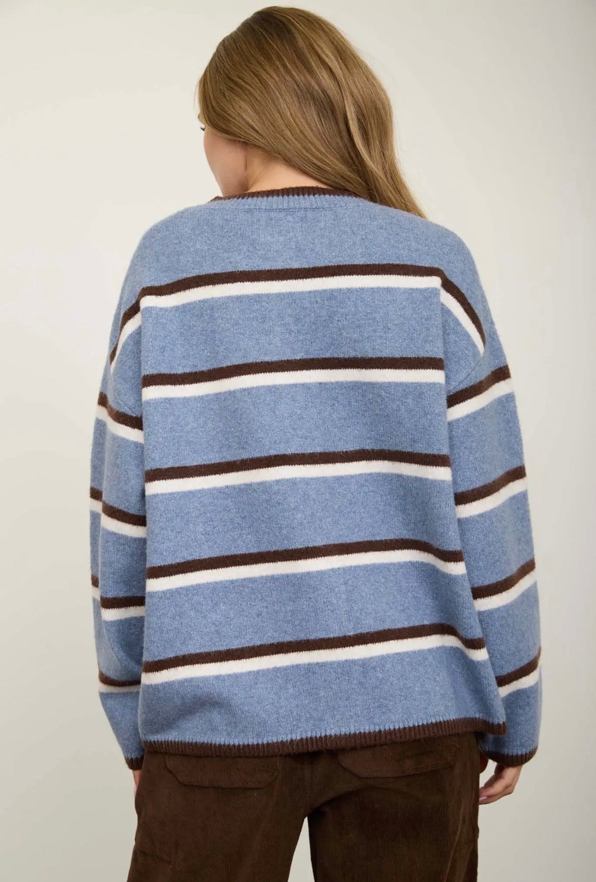 Leni Striped Cardigan | Blue