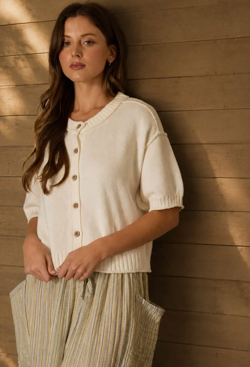 Tavi Raw Edge Cardi | Natural