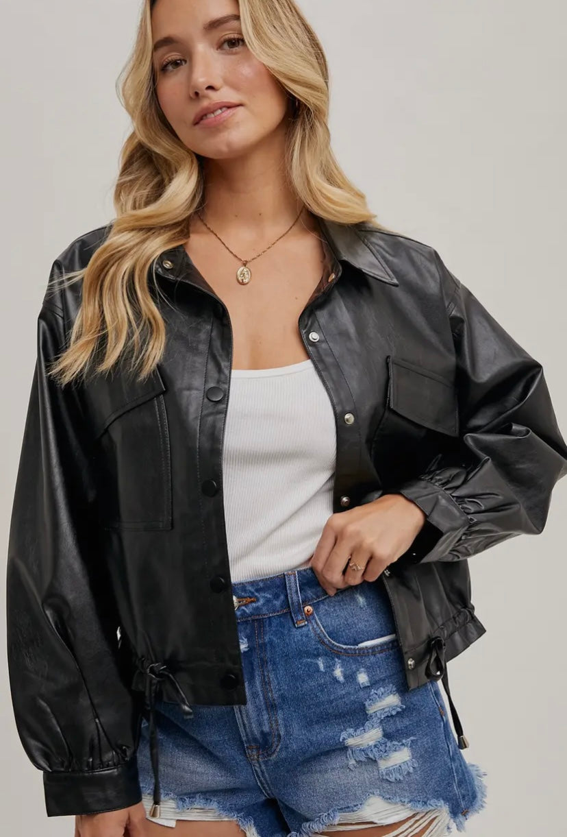 Alanis Faux Leather Jacket | Black