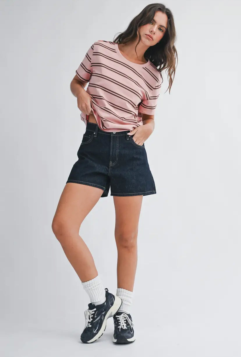 Monet Striped Tee | Pink