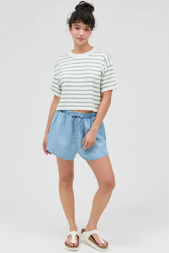 Belina Crop Tee | Sage Green