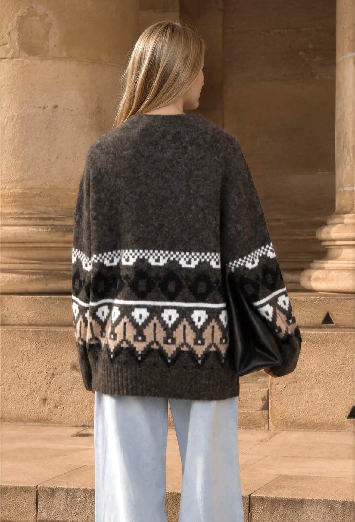 Memphis Fair Isle Hem Knit | Chocolate