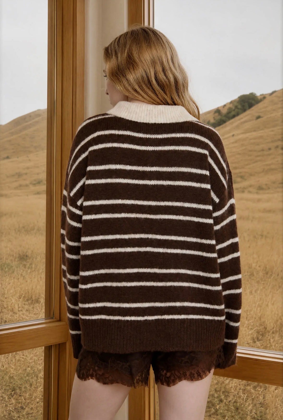 Merrit Striped Polo | Chocolate
