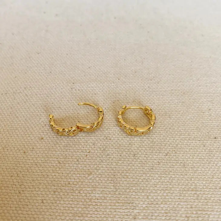 18K Gold Filled Braided Clicker Hoop Earrings